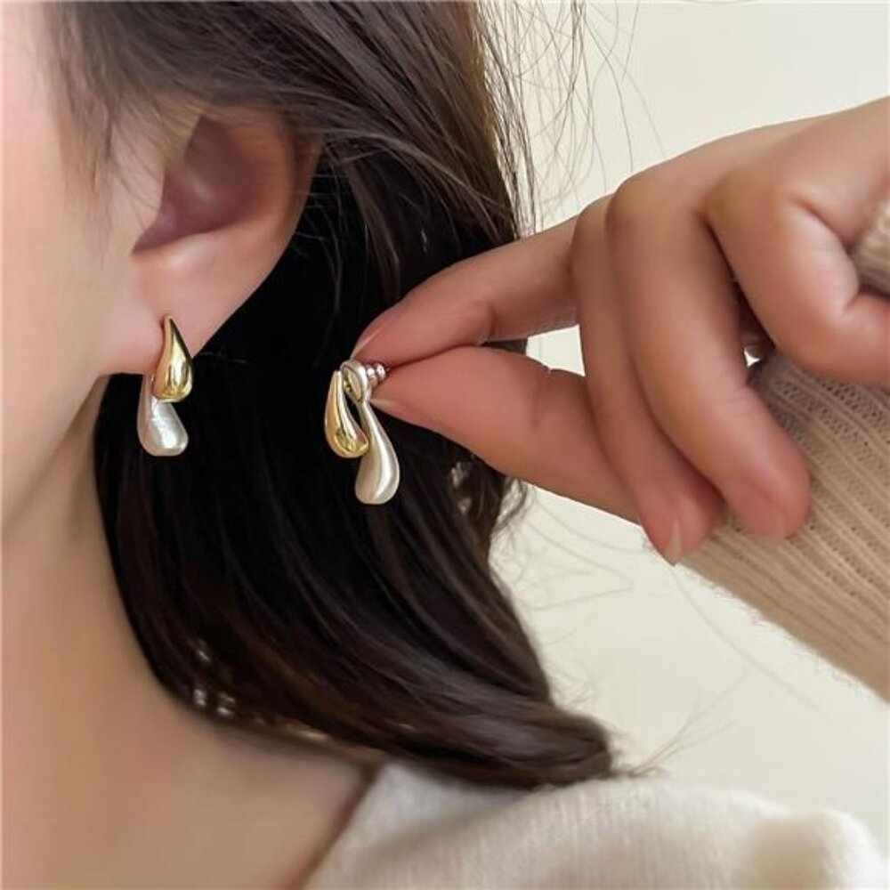 2-in-1 Two-Tone Earrings | Gold & Silver Geometric Chunky Statement Jewelry